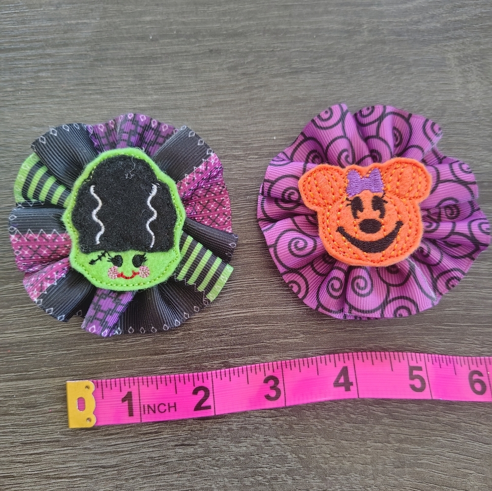 Kids Halloween Hair Clips - Green and Orange